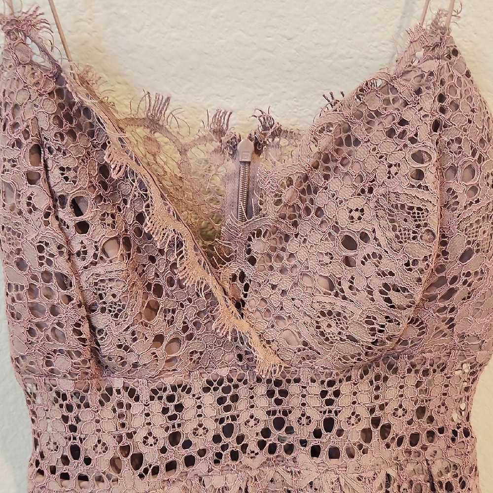 ASOS Lace Mini Dress in Dusty Pink - Picture 3 of 8